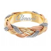 14k Gold 6mm Handmade Tri Color Wedding Ring 139 Almani