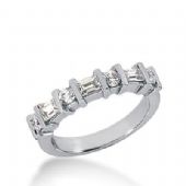 950 Platinum Diamond Anniversary Wedding Ring 4 Round Brilliant, 3 Straight Baguette Diamonds 0.65ctw 221WR1024PLT
