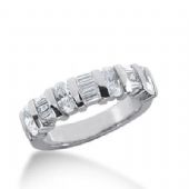 950 Platinum Diamond Anniversary Wedding Ring 4 Oval Shaped, 3 Straight Baguette, 6 Tapered Baguette Diamonds 1.45ctw 222WR1025PLT