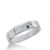 950 Platinum Diamond Anniversary Wedding Ring 4 Round Brilliant, 6 Straight Baguette Diamonds 0.92ctw 223WR1026PLT