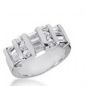 950 Platinum Diamond Anniversary Wedding Ring 6 Round Brilliant, 9 Straight Baguette Diamonds 1.23ctw 224WR1027PLT