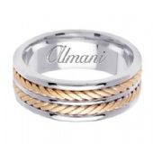 14k Gold 7.5mm Handmade Two Tone Wedding Ring 143 Almani