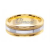 14k Gold 7mm Handmade Two Tone Wedding Ring 146 Almani