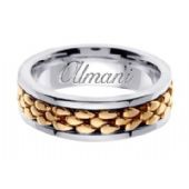18k Gold 7mm Handmade Two Tone Wedding Ring 152 Almani