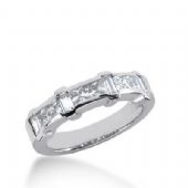 18K Gold Diamond Anniversary Wedding Ring 6 Princess Cut, 4 Straight Baguette Diamonds 1.24ctw 225WR102818K