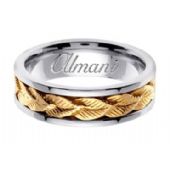 14k Gold 7mm Handmade Two Tone Wedding Ring 154 Almani