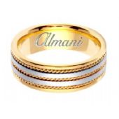 14k Gold 7mm Handmade Two Tone Wedding Ring 155 Almani