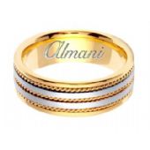 18k Gold 7mm Handmade Two Tone Wedding Ring 155 Almani
