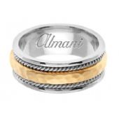 14k Gold 8.5mm Handmade Two Tone Wedding Ring 161 Almani