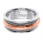 14k Gold 8.5mm Handmade Two Tone Wedding Ring 162 Almani