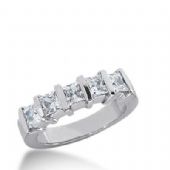950 Platinum Diamond Anniversary Wedding Ring 5 Princess Cut Diamonds 1.40ctw 238WR1081PLT