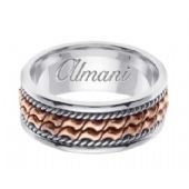 14k Gold 8mm Handmade Two Tone Wedding Ring 168 Almani