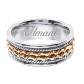 14k Gold 8mm Handmade Two Tone Wedding Ring 170 Almani