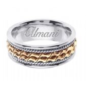 18k Gold 8mm Handmade Two Tone Wedding Ring 170 Almani