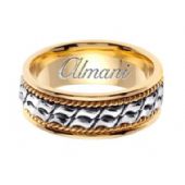 18k Gold 8mm Handmade Two Tone Wedding Ring 171 Almani