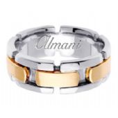 14k Gold 8mm Handmade Two Tone Wedding Ring 173 Almani