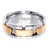 18k Gold 8mm Handmade Two Tone Wedding Ring 173 Almani