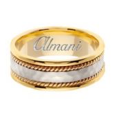 14k Gold 8mm Handmade Two Tone Wedding Ring 174 Almani