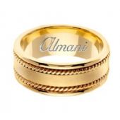 14K Gold 8mm Handmade Wedding Ring 176 Almani