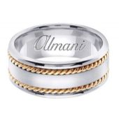 14k Gold 8mm Handmade Two Tone Wedding Ring 178 Almani