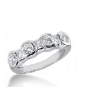 18K Gold Diamond Anniversary Wedding Ring 3 Princess Cut, 4 Round Brilliant Diamonds 1.31ctw 252WR111218K