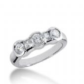 18K Gold Diamond Anniversary Wedding Ring 2 Princess Cut, 3 Round Brilliant Diamonds 0.94ctw 253WR111318K
