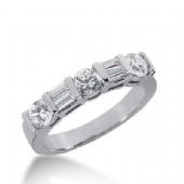18K Gold Diamond Anniversary Wedding Ring 3 Round Brilliant, 4 Straight Baguette Diamonds 1.00ctw 259WR112018K