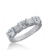 18K Gold Diamond Anniversary Wedding Ring 3 Round Brilliant, 4 Straight Baguette Diamonds 1.26ctw 260WR112118K