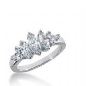 950 Platinum Diamond Anniversary Wedding Ring 3 Marquise Shaped, 2 Trillion Shaped Diamonds 0.90ctw 234WR1069PLT