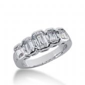 18k Gold Diamond Anniversary Wedding Ring 5 Emerald Cut Diamonds 1.65ctw 240WR108318K