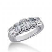 950 Platinum Diamond Anniversary Wedding Ring 5 Emerald Cut Diamonds 1.65ctw 240WR1083PLT