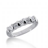 18k Gold Diamond Anniversary Wedding Ring 3 Round Brilliant, 4 Straight Baguette Diamonds 0.58ctw 262WR112318K