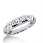 18k Gold Diamond Anniversary Wedding Ring 4 Princess Cut, 2 Round Brilliant Diamonds 1.18ctw 287WR133218K