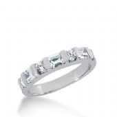 18k Gold Diamond Anniversary Wedding Ring  4 Round Brilliant, 3 Straight Baguette Diamonds 0.76ctw 291WR133618K
