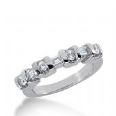 950 Platinum Diamond Anniversary Wedding Ring 4 Round Brilliant, 3 Straight Baguette Diamonds 0.52ctw 292WR1337PLT