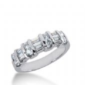 950 Platinum Diamond Anniversary Wedding Ring 8 Round Brilliant, 6 Straight Baguette Diamonds 1.00ctw 293WR1339PLT