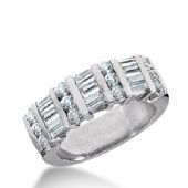18k Gold Diamond Anniversary Wedding Ring 12 Round Brilliant, 9 Straight Baguette Diamonds 1.26ctw 295WR134118K
