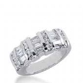 18k Gold Diamond Anniversary Wedding Ring 16 Round Brilliant, 9 Straight Baguette Diamonds 1.46ctw 297WR134318K