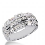 18k Gold Diamond Anniversary Wedding Ring 21 Round Brilliant, 8 Straight Baguette Diamonds 1.95ctw 298WR134418K