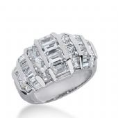 18k Gold Diamond Anniversary Wedding Ring 18 Princess Cut, 20 Straight Baguette Diamonds 2.84ctw 299WR134518K