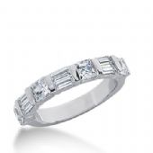 18k Gold Diamond Anniversary Wedding Ring 4 Princess Cut, 6 Straight Baguette Diamonds 1.78ctw 302WR134918K