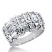 18k Gold Diamond Anniversary Wedding Ring 16 Round Brilliant, 15 Straight Baguette Diamonds 2.78ctw 311WR135918K