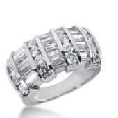 950 Platinum Diamond Anniversary Wedding Ring 16 Round Brilliant, 15 Straight Baguette Diamonds 2.78ctw 311WR1359PLT