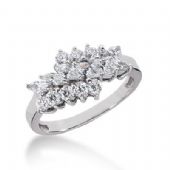 18k Gold Diamond Anniversary Wedding Ring 10 Round Brilliant, 6 Marquise Shaped Diamonds 1.19ctw 312WR136718K