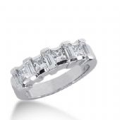 950 Platinum Diamond Anniversary Wedding Ring 4 Princess Cut, 5 Straight Baguette Diamonds 1.25ctw 316WR1378PLT