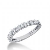 18k Gold Diamond Anniversary Wedding Ring 5 Round Brilliant, 4 Straight Baguette Diamonds 0.72ctw 321WR141418K