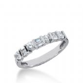 950 Platinum Diamond Anniversary Wedding Ring 4 Round Brilliant, 6 Straight Baguette Diamonds 0.64ctw 322WR1415PLT