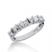 950 Platinum Diamond Anniversary Wedding Ring 4 Round Brilliant, 6 Straight Baguette Diamonds 0.78ctw 323WR1416PLT