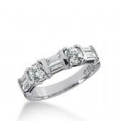 18k Gold Diamond Anniversary Wedding Ring 2 Round Brilliant, 6 Straight Baguette Diamonds 1.26ctw 324WR141718K