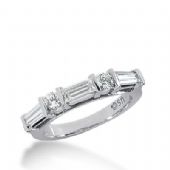 18k Gold Diamond Anniversary Wedding Ring 2 Round Brilliant, 1 Straight Baguette, 2 Tapered Baguette Diamonds 1.04ctw 330WR144518K